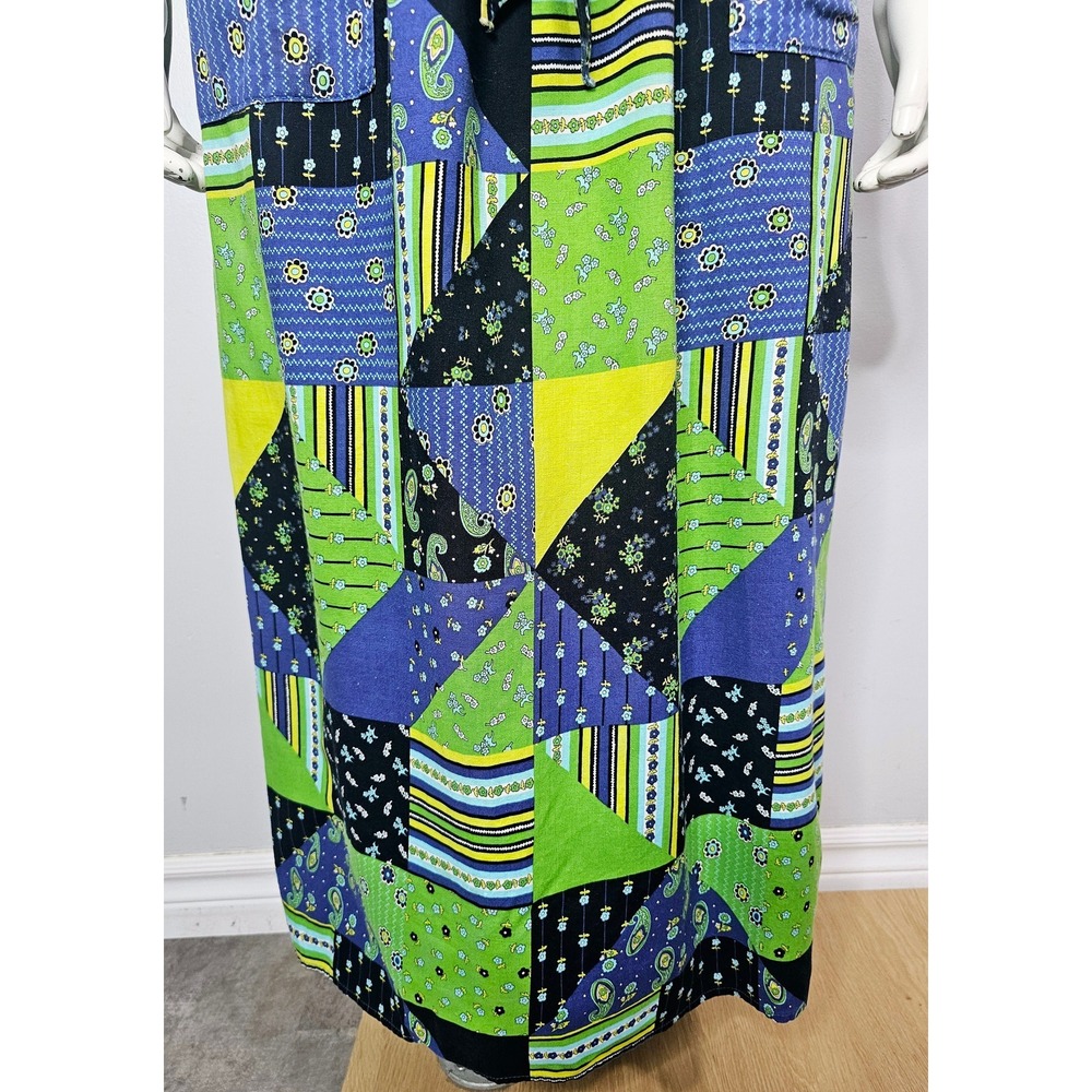 Vintage 1970s Patchwork Dress, Pinafore, Boho, Floral, Cotton